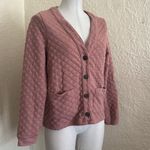 Madewell (Re)Sourced Quilted Cropped Cardigan Sweatshirt Faded Mauve Pink Small Photo 1