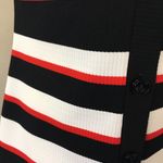Vintage 70s Long Polyester Vest Striped Black White Red Center Stage S/M Size M Photo 4