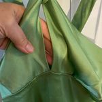 Donna Ricco Green Satin Keyhole Halter Dress Photo 3