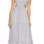 Rays for Days Kelle Cut Out Maxi Dress Coastal Cool Gingham Womens Size Medium Blue Photo 0