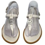 Michael Kors Womens Leather Sandals Size 8.5M Ivory MK Logo Adjustable Strap Photo 0