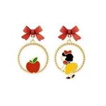 Snow White Princess Cute running princess fairy tale bow asymmetric Earrings new Red Photo 0