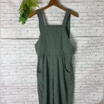 RVCA  Sage Green Gingham Print Cotton Rayon Overalls Photo 1