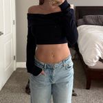 Garage  Off-The-Shoulder Top Crop Navy Photo 0