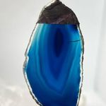 Brazilian Agate Slice Geode Pendant & Black Faux Leather Cord. Handmade Photo 0