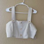 Michael Kors Stylish Cream Buttoned Crop Top Photo 0