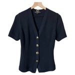 St. John  Basics Santana Knit Short Sleeve Blazer Jacket in Navy Size Small Photo 0