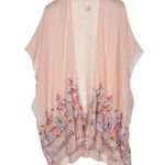 Do Everything In Love  O/S Embroidered Flower Silver Studded Cover Up Kimono Pink Photo 0