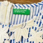 United Colors Of Benetton Sleeveless Dress White Lace Over Blue White Stripes XS Photo 10