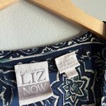 Vintage 90’s floral mosaic pleated button maxi shirt dress boho coastal Blue Size 8 Photo 2