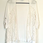 Bobeau  White Cream Lace Open Front Cardigan Sweater - Size: Small Photo 0