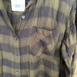 Lucky Brand  Olive And‎ Black Plaid Button Down Shirt Size Medium Photo 2