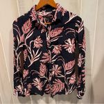 Banana Republic Cute  deep navy floral lightweight cotton breezy blouse Photo 7