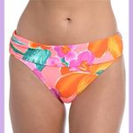 La Blanca 'Isla' Shirred-Band Bikini Bottom in Hot Coral Photo 9