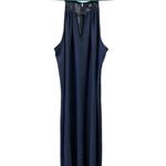 Mlle Gabrielle  Blue Chambray Blue Jean Look Keyhole Sleeveless Midi Dress Medium Photo 8