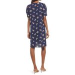 Chelsea28  Floral Puff Sleeve V-Neck‎ Navy Shift Dress Size Large Photo 4