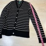 Ralph Lauren Lauren Petite Striped Silk Cardigan Navy White V Neck Button Front Photo 8
