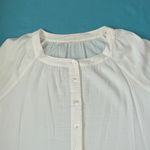 UNBRANDED square neckline gauzy texture short puff sleeve button up NEW size XL White Photo 2