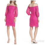 Trina Turk Pink Lace Off The Shoulder Cocktail Dress Sheath Fuchsia Size 2 New Photo 2