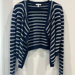 Navy Blue And White Striped Cropped Cardigan Size XS Photo 0