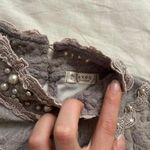 Axes Femme lavender Grey fuzzy lace burnout long sleeve top with pearls Gray Size M Photo 1