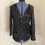 Love by Design Womens Sweater sz M Black White Stretch Pockets Full Zip Cardigan Photo 4