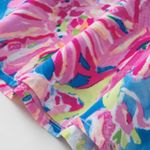 NEW Pink Blue Green & Ivory Abstract Floral Print Short Sleeve Knot Top Size L Size L Photo 8