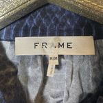 Frame  Blue Snake Print Silk Button Down Blouse Photo 3