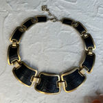 BCBGMAXAZRIA Gold Black Embossed Link Statement Necklace Photo 0