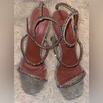 Amina Muaddi Gilda Brushed Glitter Sliver Unicorn sandals sz 40 Photo 2