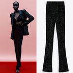 ZARA  FLARED VELVET VELOUR High-waist Leggings NEW Photo 1