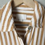 Every Striped Button Down Shirt Dress White and Orange Roll Tab Sleeve Size XS Photo 2