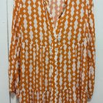 ZARA Orange Geometric Printed Button Down Maxi Dress Small Photo 5