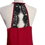 Socialite  Red Slip Dress with Black Lace Trim medium Photo 3