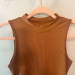 SheIn Women’s Ribbed Rust Orange Mock Neck Bodysuit Size Small NWOT Photo 2