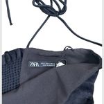 ZARA Black Satin Smocked Back Bandeau Crop Top Size Small Photo 10