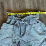 ZARA Gray Denim Paper Bag Shorts High Waist Belt Patch Pocket Size 2 Jean Shorts Photo 10