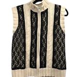 Cici Tash Sweater Vest Womens L Used Cream Blac Lace Cable Knit Black Size L Photo 0