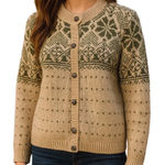 Alps Women's Apparel Wool Blend Fair Isle Knit Cardigan Sweater Button Up Sz S Green Photo 0