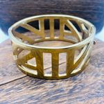 Anne Klein Logo Cuff Bracelet Metal Gold Snap Bangle 1” Width Modern Geometric Minimalist Photo 1
