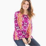 New  Mystic Batik Print Flare-Sleeve Top Size Large Chico's Size 2‎ Photo 9