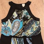 Chico's  2‎ Large 12 Halter Maxi Dress Long Black Blue Print Vacation Summer Photo 1