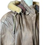 Wild Cats Pelsnoer Denmark Women Brown Leather Plaid Lining Hooded Jacket Coat L Size L Photo 10
