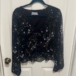 Urban Outfitters Navy Floral Blouse Photo 0