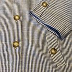 Jones New York Linen Cotton Blend Large Button Hooded Blue Wht Stripe Jacket 2X Photo 1