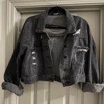 Cropped Black/Grey Jean Jacket with Sparkle Tassels Small/Medium Black Photo 0