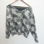 SheIn Women’s Abstract Design Wide V Neck Sweater Photo 0