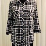 Eden & Olivia black, white & gray plaid shirt. Photo 0