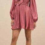 Lulu's Pink Sweetheart Mini Dress with Pleated Bishop Sleeves Size M Photo 0