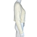 Kendall & Kylie Sweater Womens Small Cream Fuzzy Knit Cropped Soft Cozy Neutral Photo 1